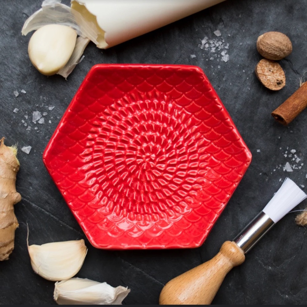 Garlic Grate Plate Ceramic Red Grater Ginger Cheese Nutmeg Red Viral TikTok